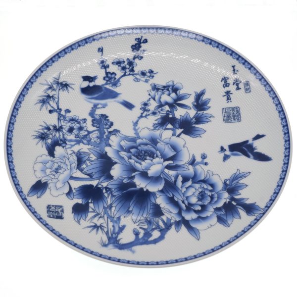 Chinese Blue & White Porcelain Plate Flower and Magpie